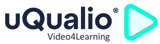 uQualio logo blue transparent with video4learning tagline